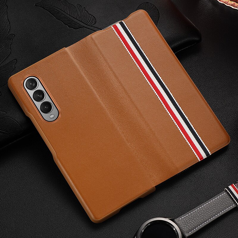 Bao da điện thoại nắp lật màu trơn cho Samsung Galaxy Z Fold 3 5g