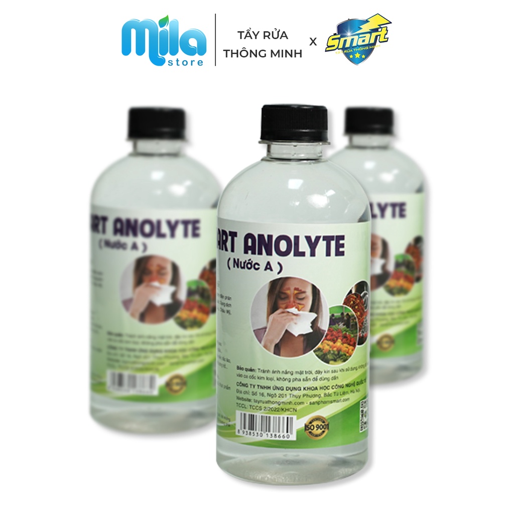 Nước sát khuẩn SMART ANOLYTE  khử khuẩn tay, bề mặt an toàn từ thiên nhiên không kích ứng 500ml