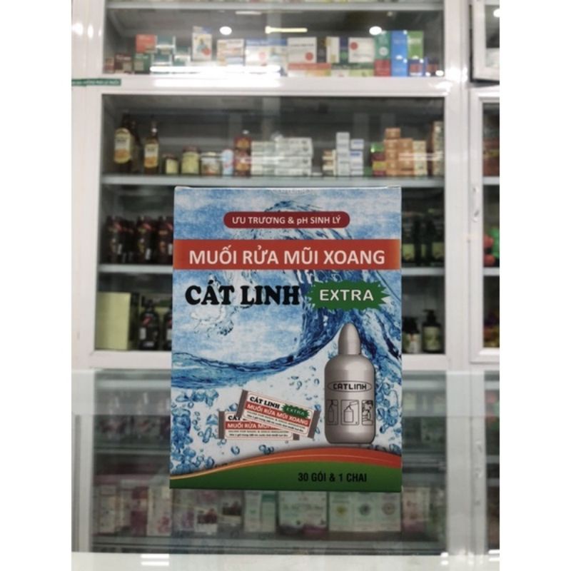 Bình rửa mũi Cát Linh extra hộp 1 bình + 30 gói muối