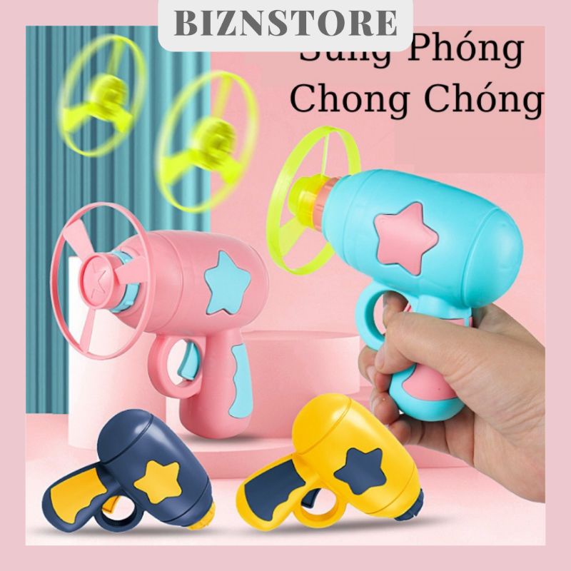 Đồ chơi máy bắn phóng chong chóng, đĩa bay phát sáng nhiều màu sắc