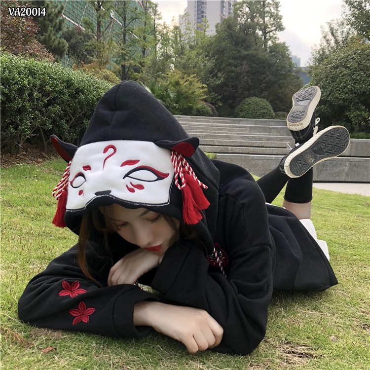 [Có sẵn] Áo Hoodie họa tiết nhật bản Kitsune-chan thêu | BigBuy360 - bigbuy360.vn