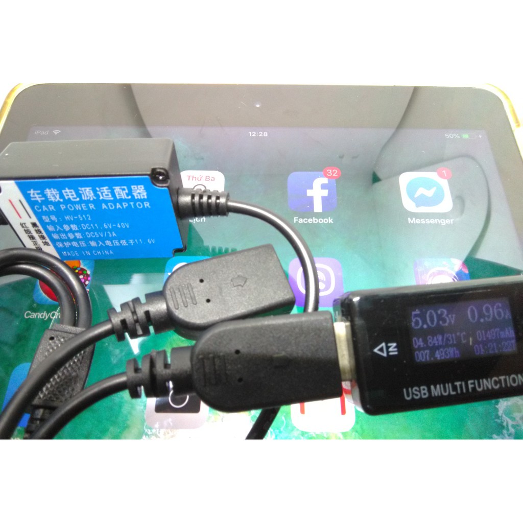 Module hạ áp 11-40V sang 5V (đầu ra 2 cổng USB có công tắc, 3A MAX)(Car power adaptor)