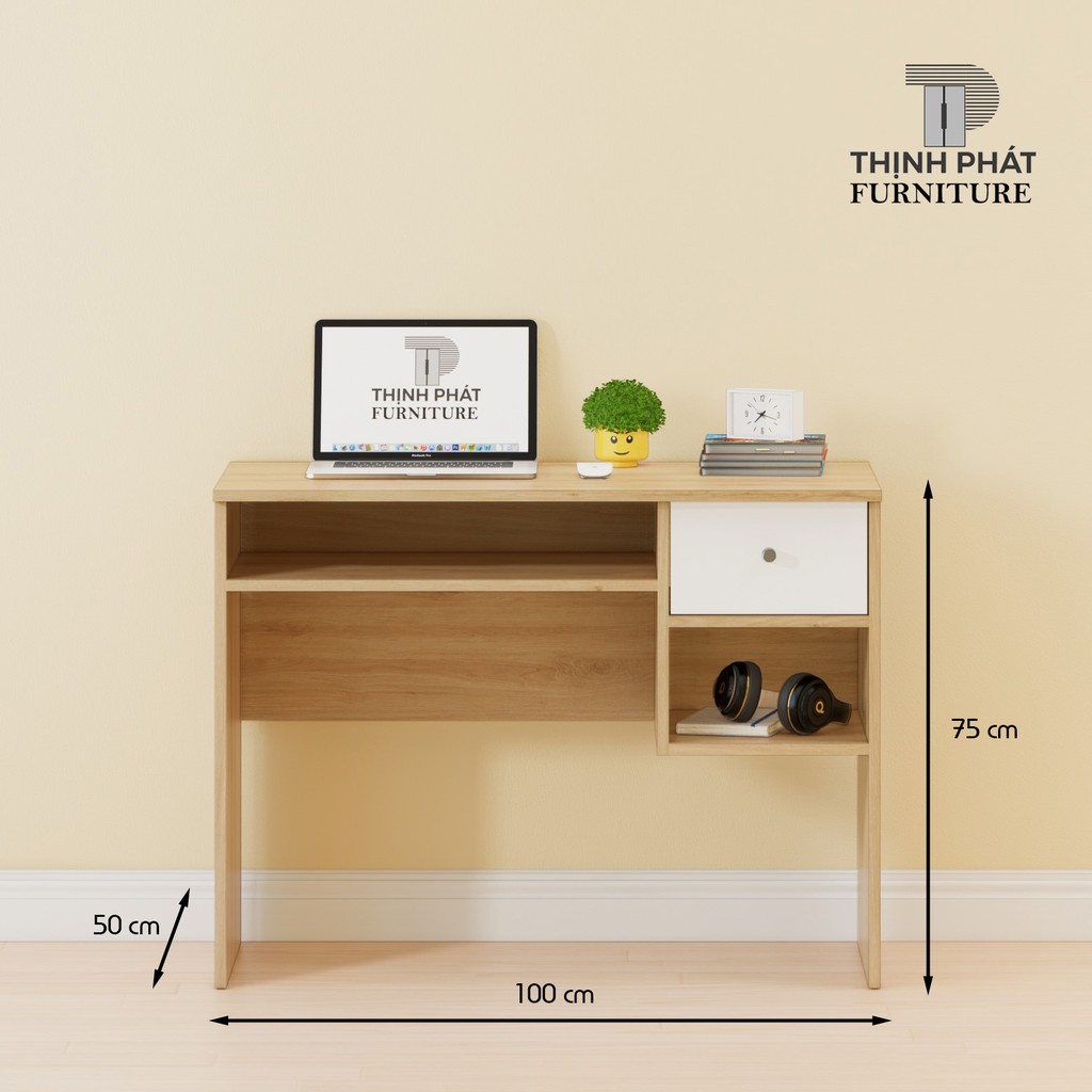 BÀN LÀM VIỆC – BÀN HỌC CÓ HỘC KÉO THỊNH PHÁT FURNITURE BLV-TP09 (100cm x 75cm x 50cm)