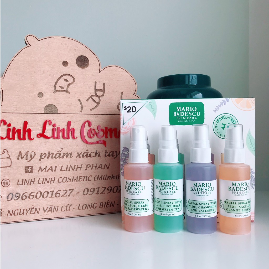 Xit khoáng Badescu / Toner xịt Mario Badescu Facial Spray Cucumber and Green Tea / Herbs & Rosewater