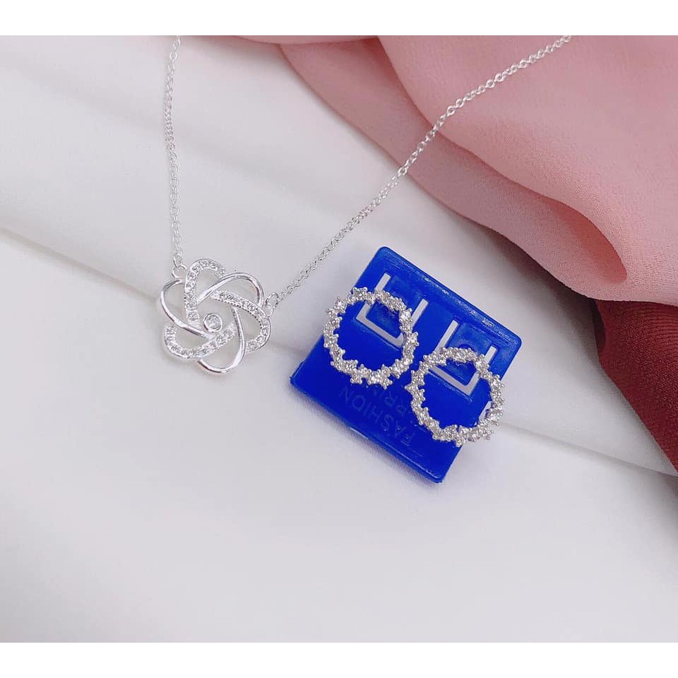 Bộ trang sức bạc nữ basic đính đá BNN207