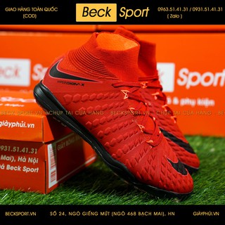 Giày Bóng Đá [Hypervenom Phantom] Full Đỏ Cao Cổ TF