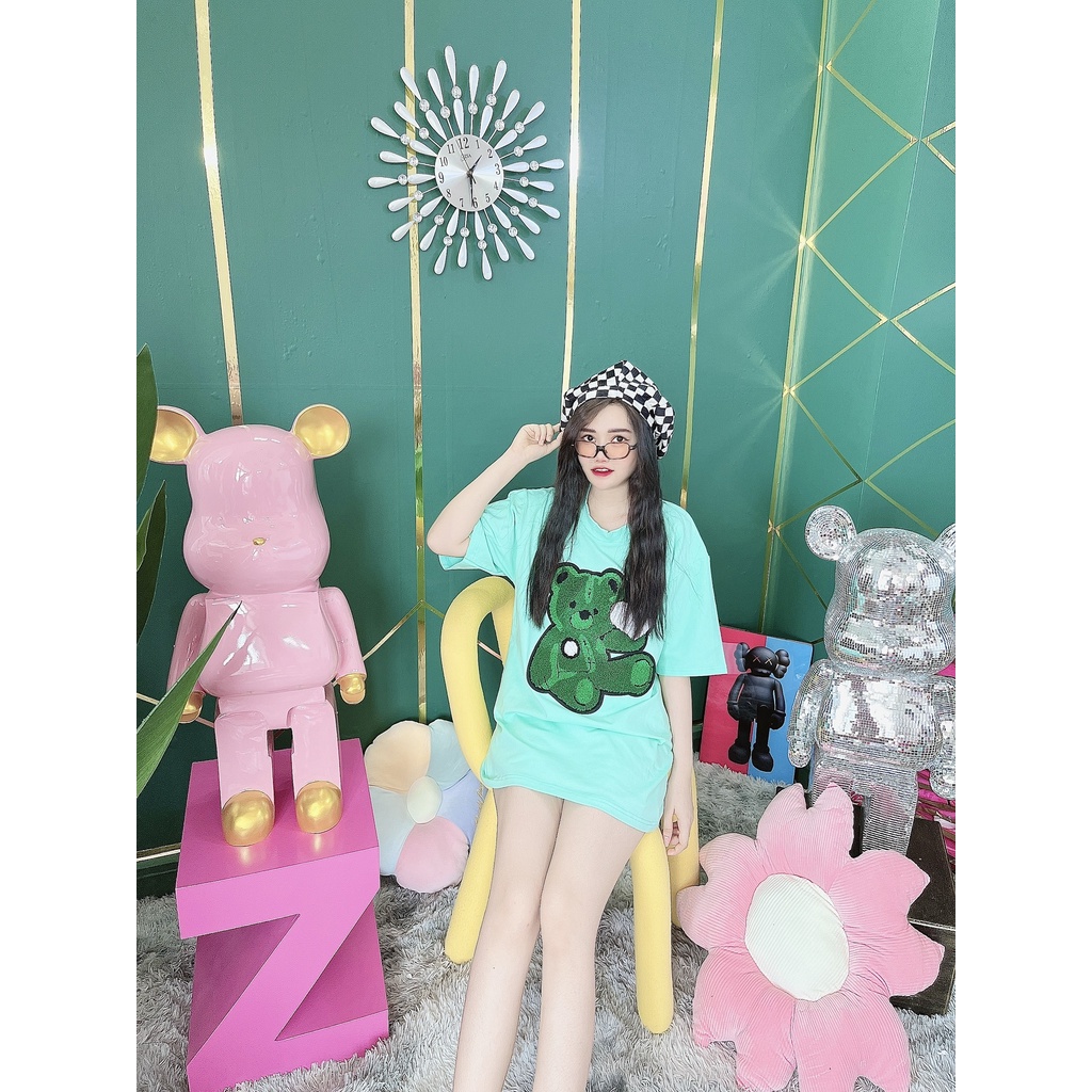 Áo Thun Hình Thêu Nổi Hình Gấu Xanh Quảng Châu Cao Cấp  - AT14 | BigBuy360 - bigbuy360.vn