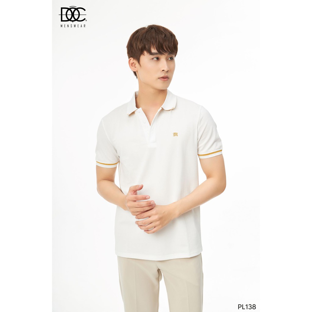 Áo Polo Nam Cotton Trơn Cổ Bẻ Phối Viền Vàng, Thêu Họa Tiết Slimfit Cao Cấp ĐỘC MENSWEAR - PL138 | BigBuy360 - bigbuy360.vn