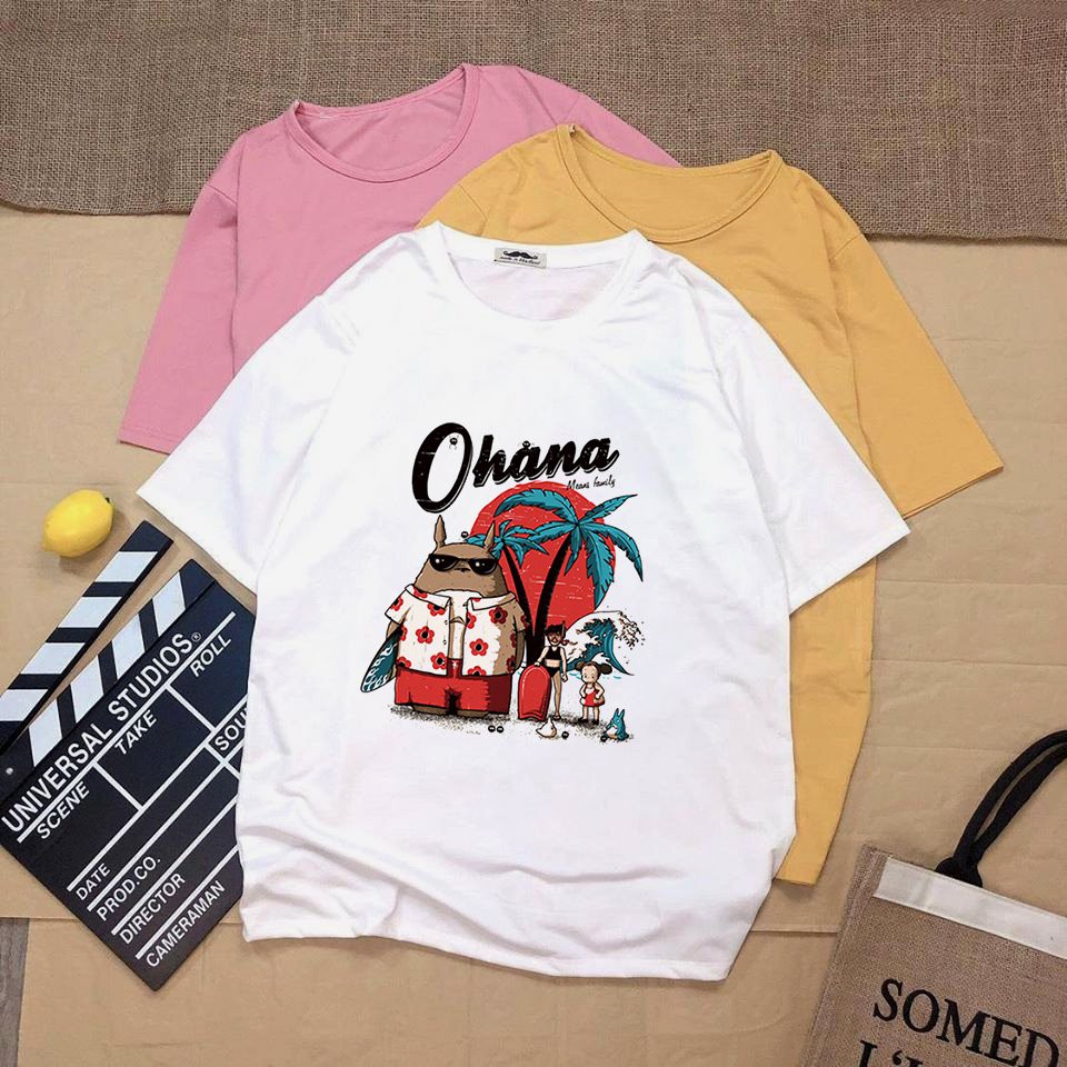 Áo thun tay lỡ unisex form rộng họa tiết hoạt hình vải dày mịn 20N1277