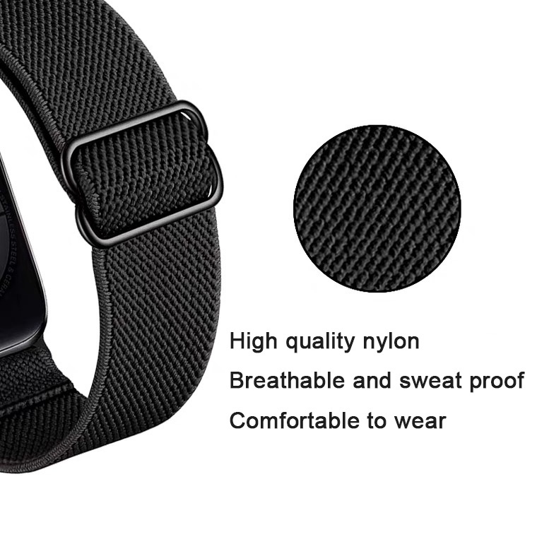 Dây đeo sợi nylon co giãn có thể điều chỉnh thích hợp cho đồng hồ thông minh Apple Watch 40mm 44mm 42mm 38mm