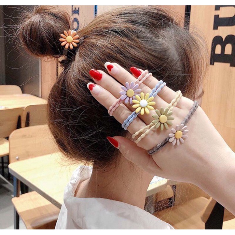 Dây buộc tóc Hàn Quốc hoa cúc nhí hot trend - Chun đôi cực bền siêu co dãn