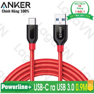 [TRỢ GIÁ] Cáp sạc Type C ANKER PowerLine+ USB-C ra USB 3.0 Nylon dài 0.9m A8168