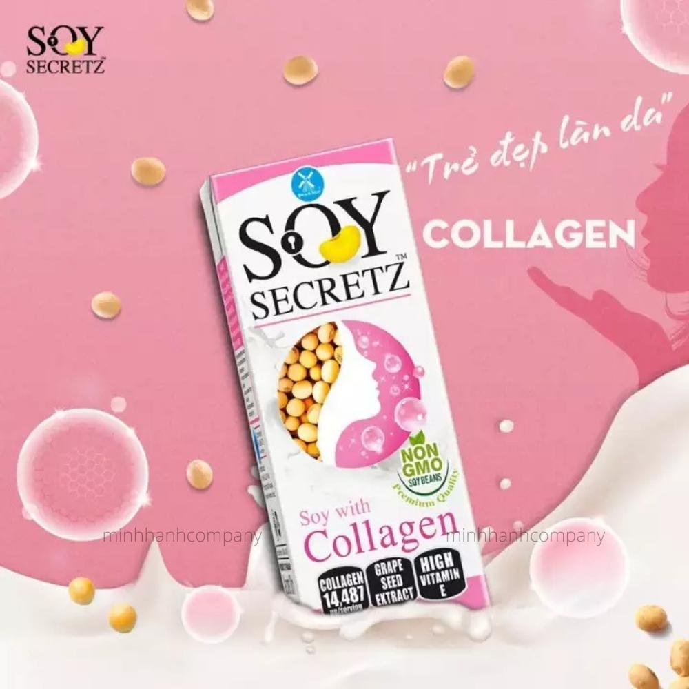 Thùng 48 Hộp Sữa Đậu Nành  Kết Hợp Collagen Soy Secretz Nhập Khẩu Từ Thái Thơm Ngon Đẹp Da Hộp 180ml