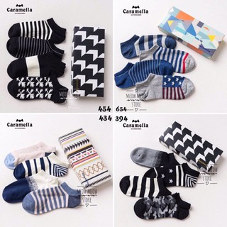  Set 4 đôi vớ nam cao cấp cổ ngắn hãng Caramella chất vải cotton mềm mại thấm hút mồ hôi