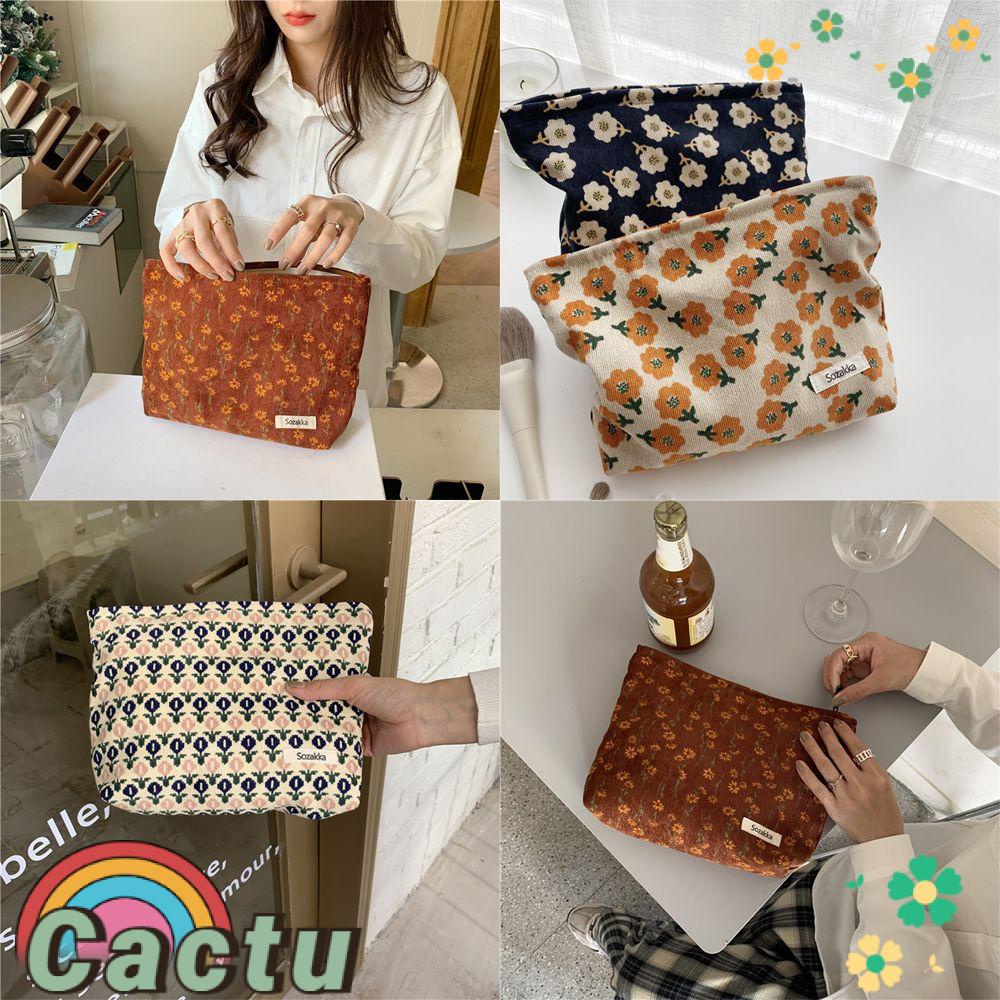 Túi Đựng Mỹ Phẩm Bằng Vải Nhung Cotton Có Khóa Kéo Tiện Dụng Ốp