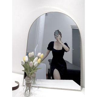 ĐẦM MIDI ĐEN ĐAN LƯNG XẺ ĐÙI