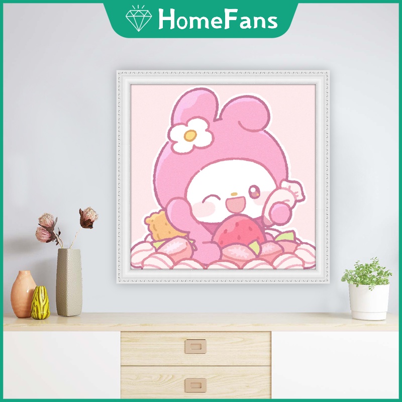 Bộ Tranh Đính Đá 5D Tự Làm 30x30cm / 40x40cm / 50x50cm Hình Hello Kitty
