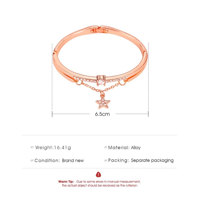 Vòng Tay Hở Đính Hạt Pha Lê Hình Ngôi Sao/Trái Tim Xinh Xắn Cho Bạn Gái