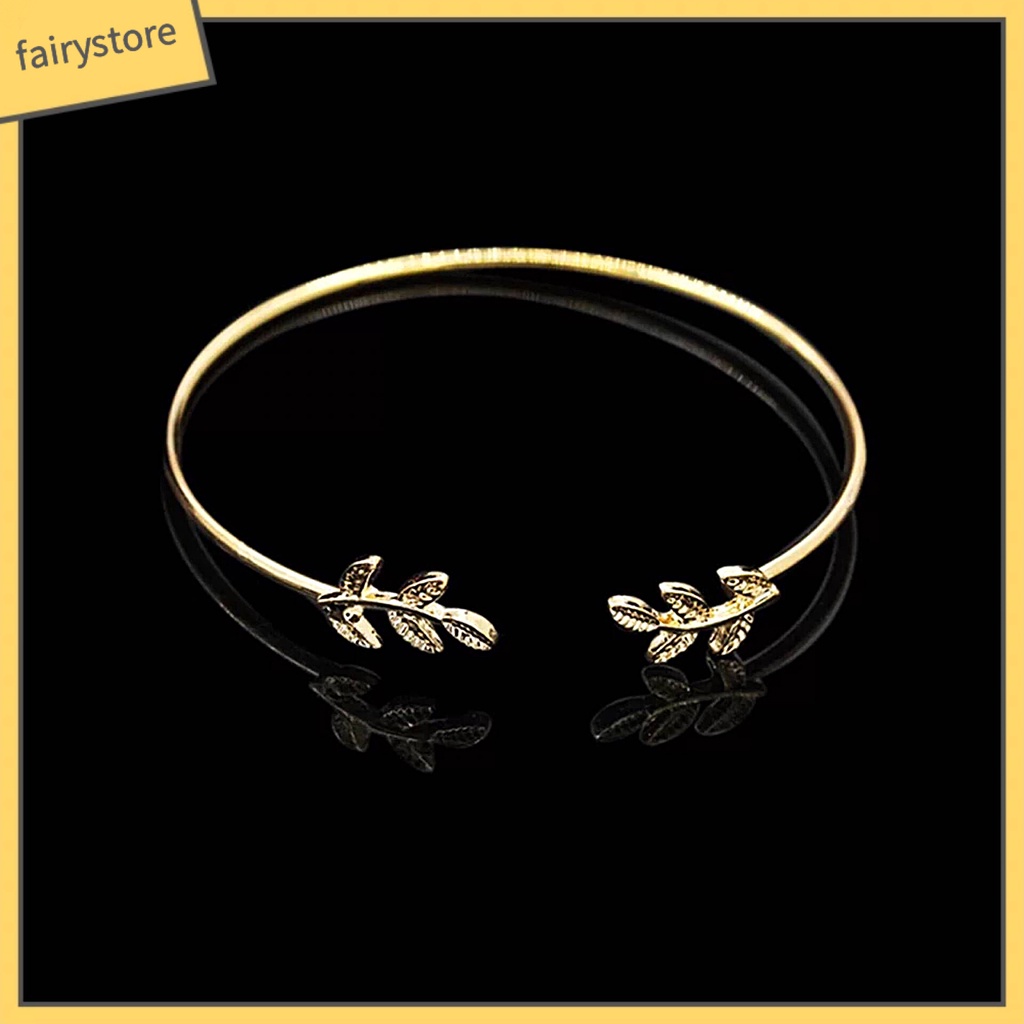 Vòng Tay Hở Hình Chiếc Lá Sáng Tạo Có Thể Điều Chỉnh Dành Cho Nữ