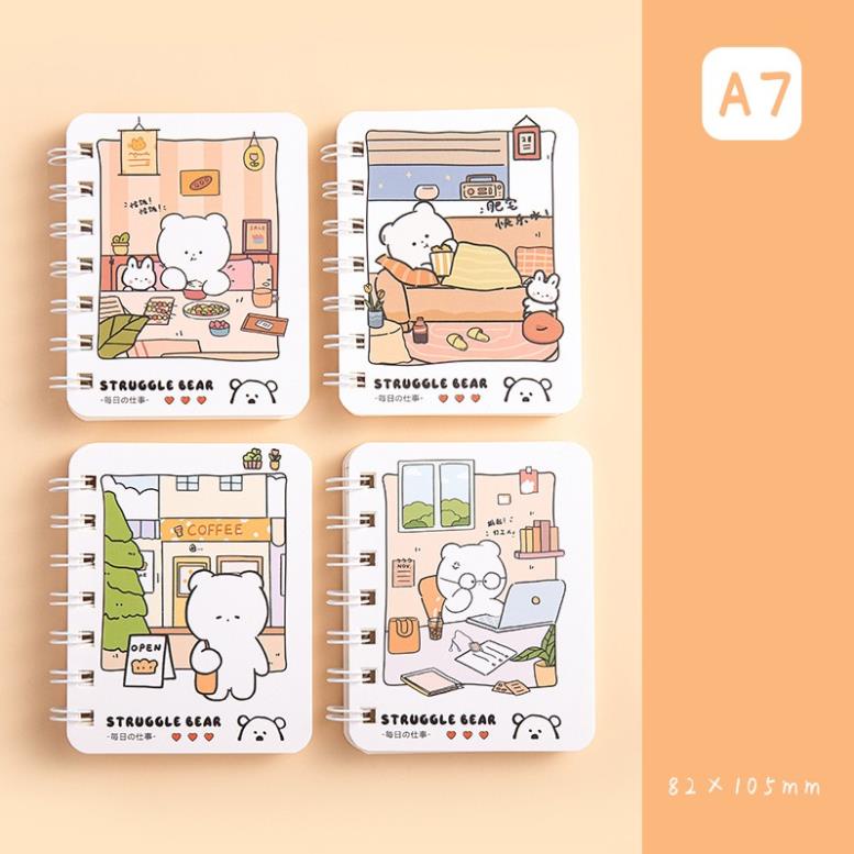 Sổ tay mini GALANO sổ còng ghi chú A7 họa tiết cute dễ thương nhiều màu SN-001375