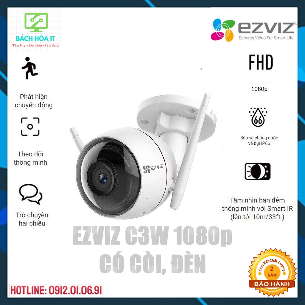 Camera IP Wifi ngoài trời EZVIZ CV310, EZVIZ C3W 1080p, có còi đèn, báo động, chính hãng, bảo hành 24 tháng | BigBuy360 - bigbuy360.vn