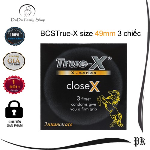 Bao cao su True-X Close 3 chiếc size 49mm ôm sát công nghệ Nhật Bản