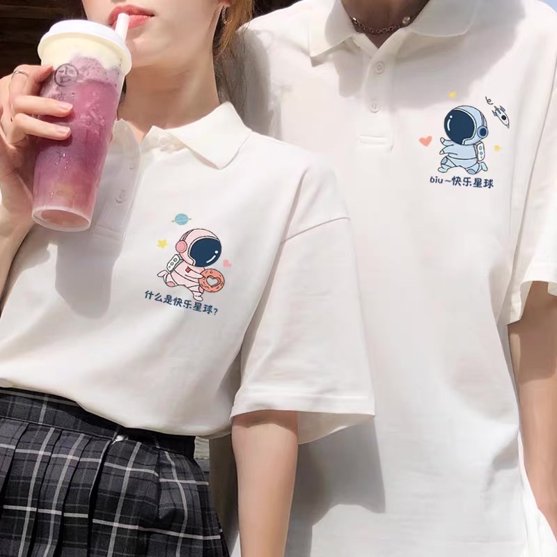 [Rẻ vô địch] Áo polo đôi nam nữ phi hành gia unisex dành cho nam và nữ