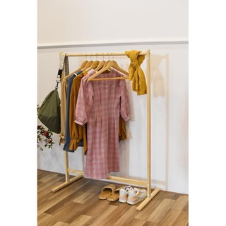 Kệ treo quần áo thanh đơn gỗ tự nhiên rộng 86 cm
