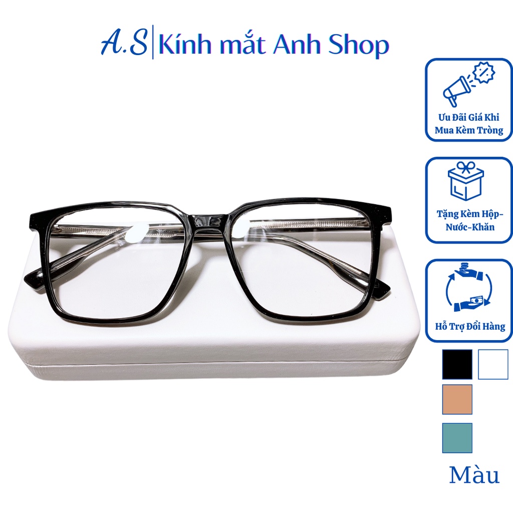 Kính vuông to thời trang nam nữ nhựa dày dặn lõi kim loại cứng cáp 17168
