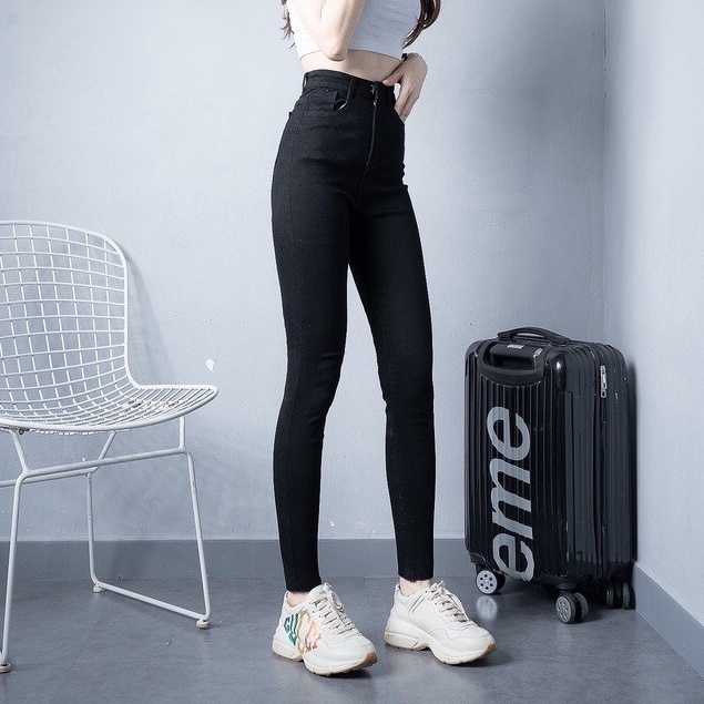 Quần jean nữ 9 tấc 4BASIC cạp cao skinny jeans bigsize co giãn tốt - QJ14