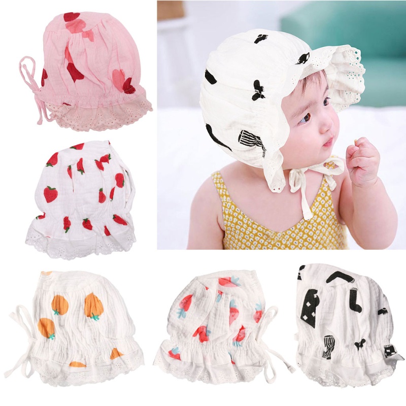 Mũ Bonnet Cotton Thoáng Khí In Họa Tiết Thời Trang Xuân Hè Dùng Làm Đạo Cụ Chụp Ảnh Cho Bé Sơ Sinh