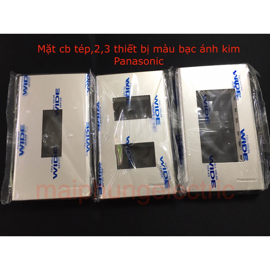Công tắc, ổ cắm, mặt CB tép, mặt 2,3,6 màu bạc ánh kim Panasonic Thailand Wide Series