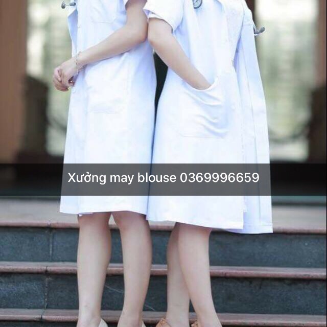 Áo Blouse trắng cao cấp nam,nữ cộc tay cho bác sỹ, dược sỹ, spa,...