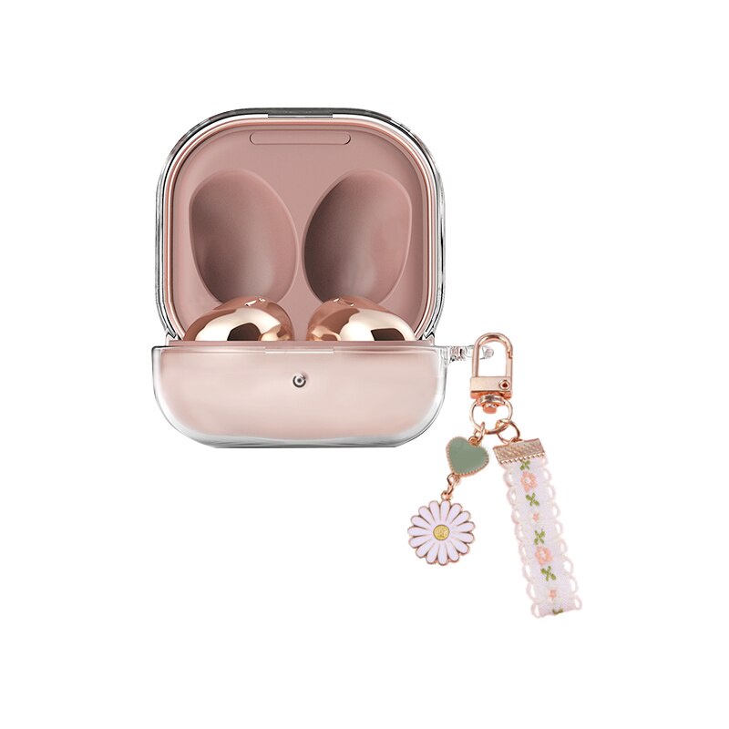 Vỏ Bảo Vệ Hộp Sạc Tai Nghe Samsung Galaxy buds 2 PRO Hình Gấu Phối Ren Hoa Trong Suốt Thời Trang
