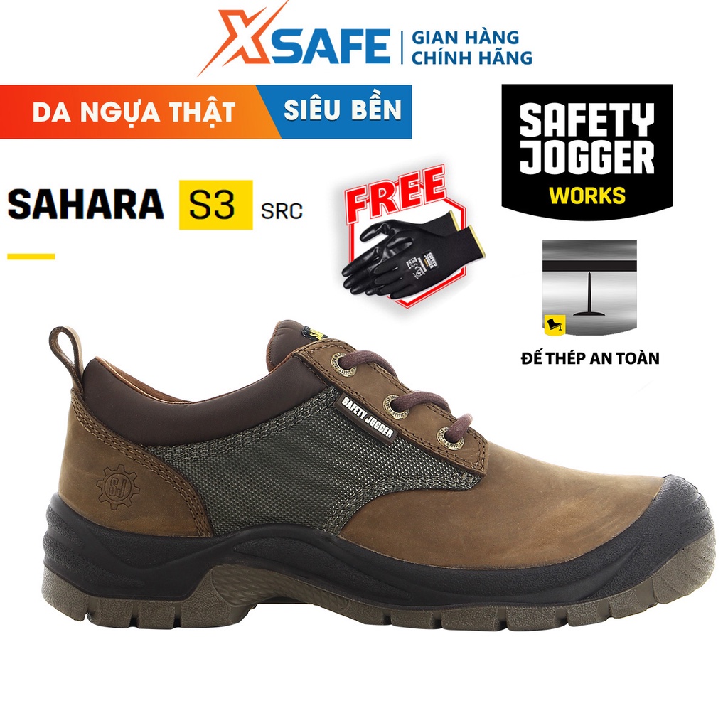 Giày bảo hộ lao động nam Jogger Sahara S3 da ngựa siêu bền, chống đinh, nước, trơn trượt dùng cho công trình, nhà máy