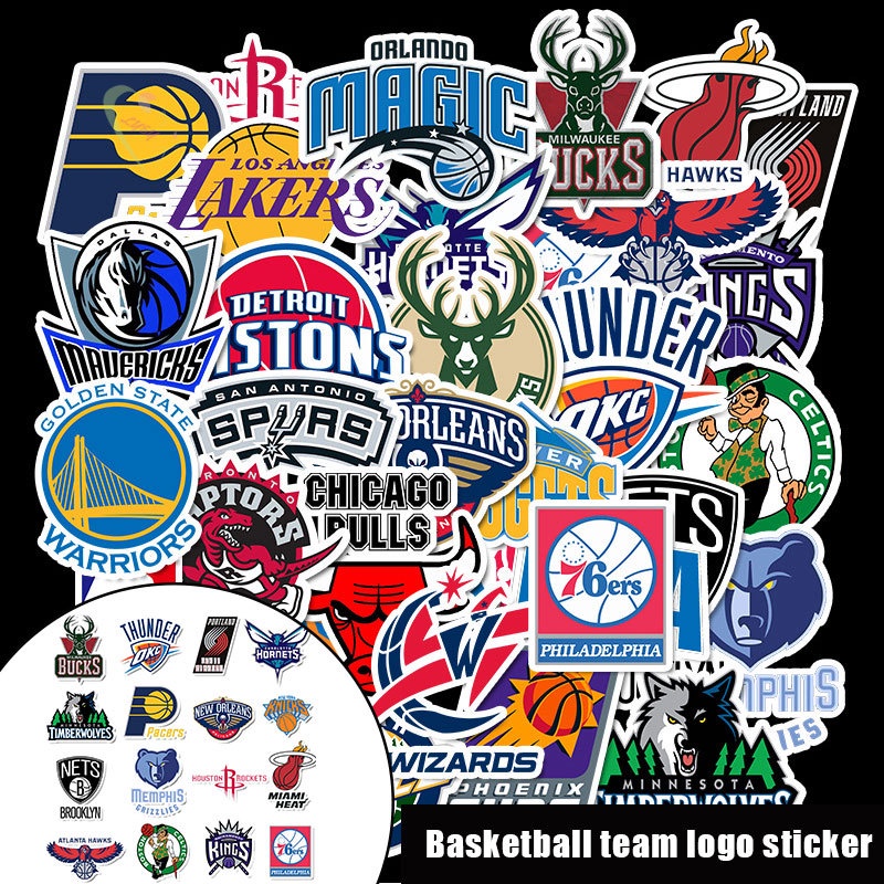 Bộ 32 Miếng Dán Logo Nba Team Trang Trí Xe Hơi / Laptop / Xe Đạp / Xe Máy / Xe Hơi / Ván Trượt Cho Người Lớn