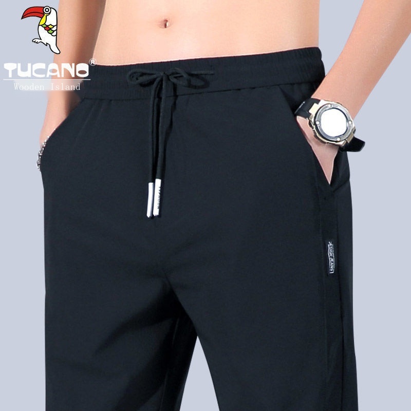 Quần dài thể thao vải lụa lạnh mỏng khô nhanh thoáng khí phong cách mùa hè cho nam