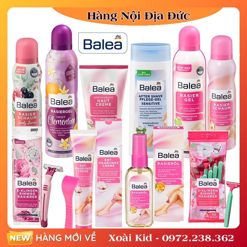 Combo bộ Kem ức chế lông mọc chậm dưỡng da sau wax lông, cạo lông Balea Đức - Date mới Đủ Bill
