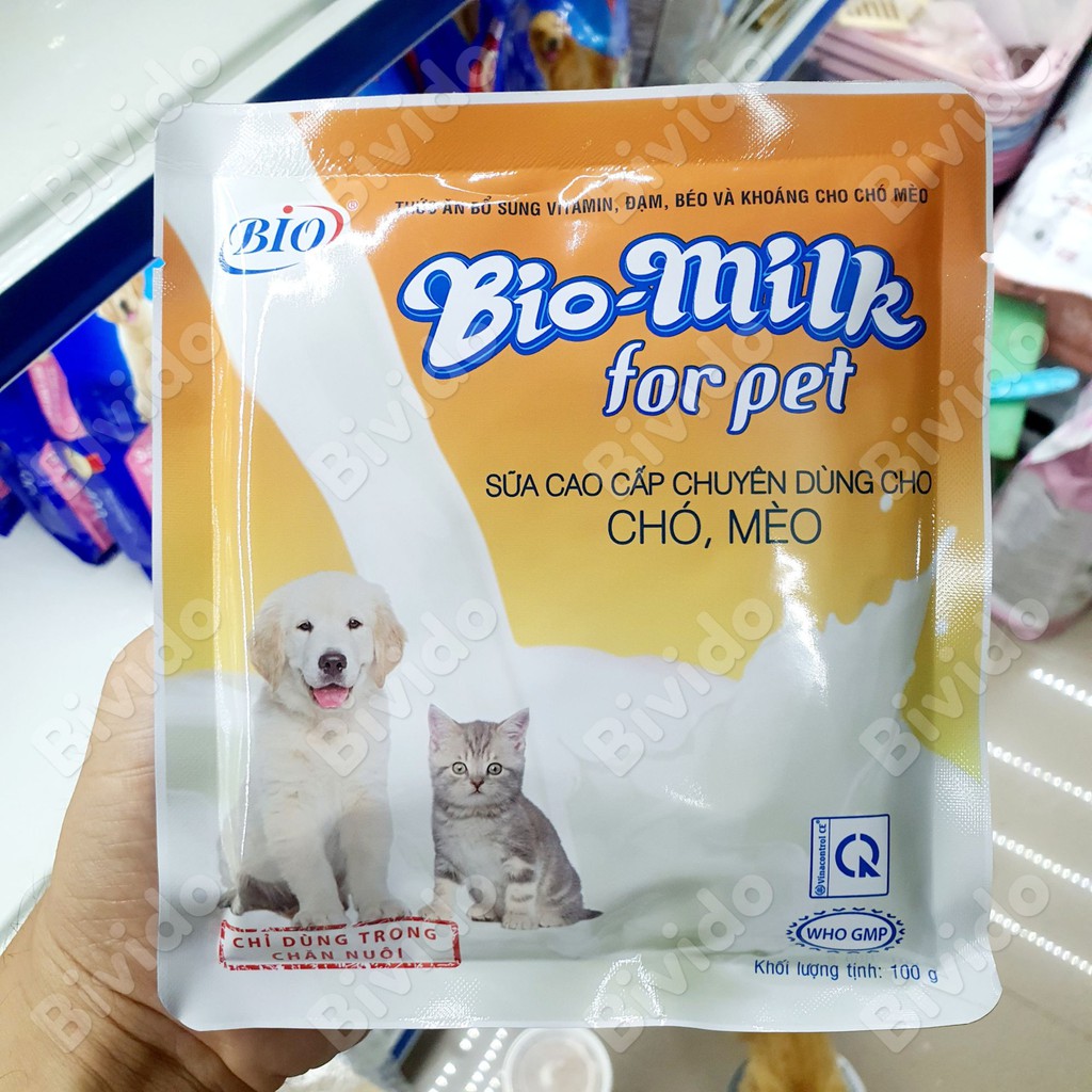 Sữa bột Bio-Milk cho chó con và mèo con bịch 100g - Bivido