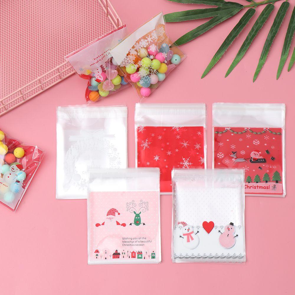 LAKAMIER Set 100 Túi Nhựa Đựng Bánh Quy Họa Tiết Giáng Sinh Dễ Thương