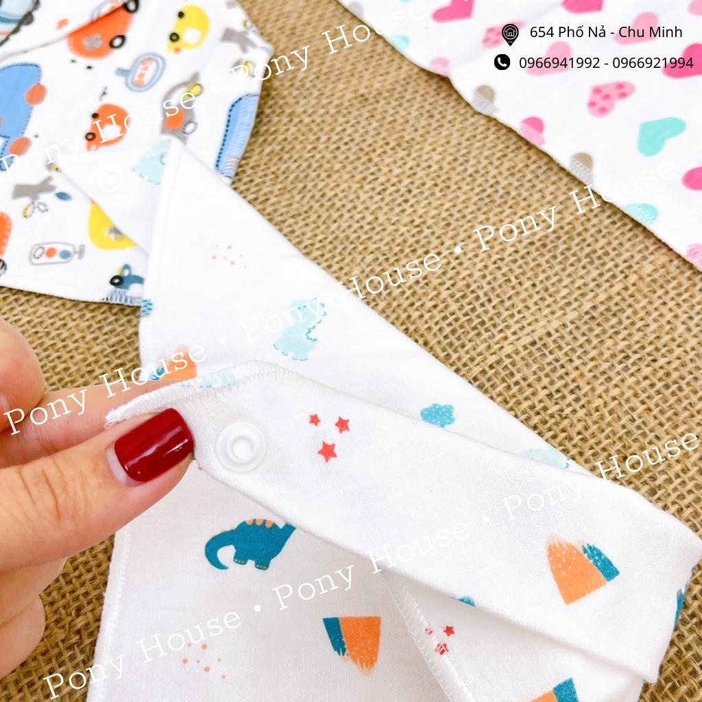 Yếm Tam Giác - Khăn Quàng Cổ Cotton Trắng Hình Có Cúc Bấm Mềm, Mịn Cho Bé Sơ Sinh