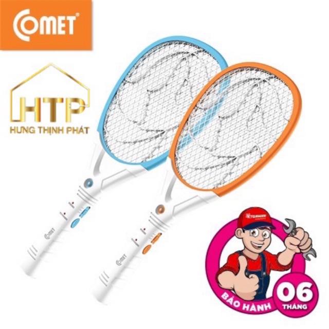 Vợt muỗi điện COMET CP045 [CAM KẾT CHÍNH HÃNG] 2 màu Cam/Xanh