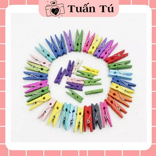 Kẹp gỗ treo ảnh 3cm nhiều màu sắc