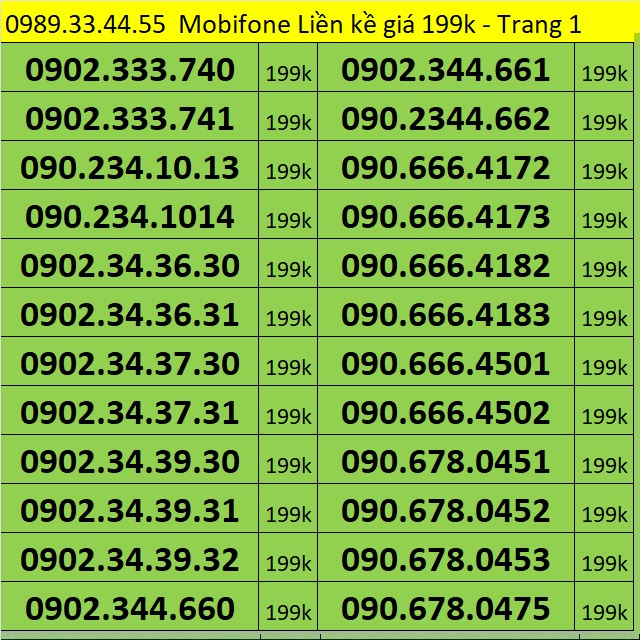 Sim Số Mobifone Liền Kề nhau