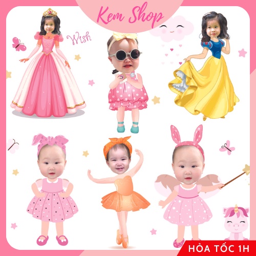 Chibi sinh nhật Kem Shop thiết kế miễn phí theo yêu cầu, chibi cho bé trai bé gái đáng yêu dễ thương - K229