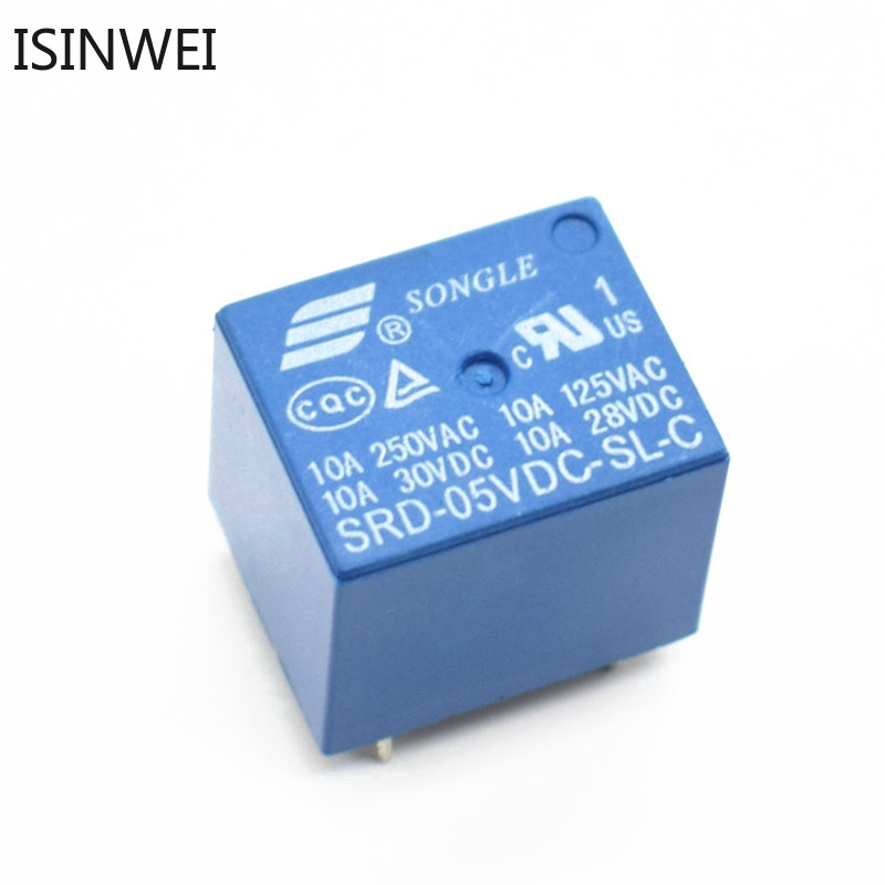 Bộ 5 cái rơ le nguồn PCB SRD-05VDC-SL-C 5V 10A 250VAC 5PIN T73