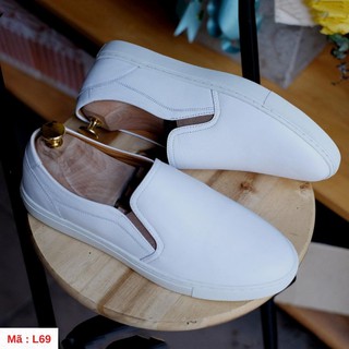 FREE SHIP [ Tặng xi ]Giày Lười da bò đế trắng cao cấp