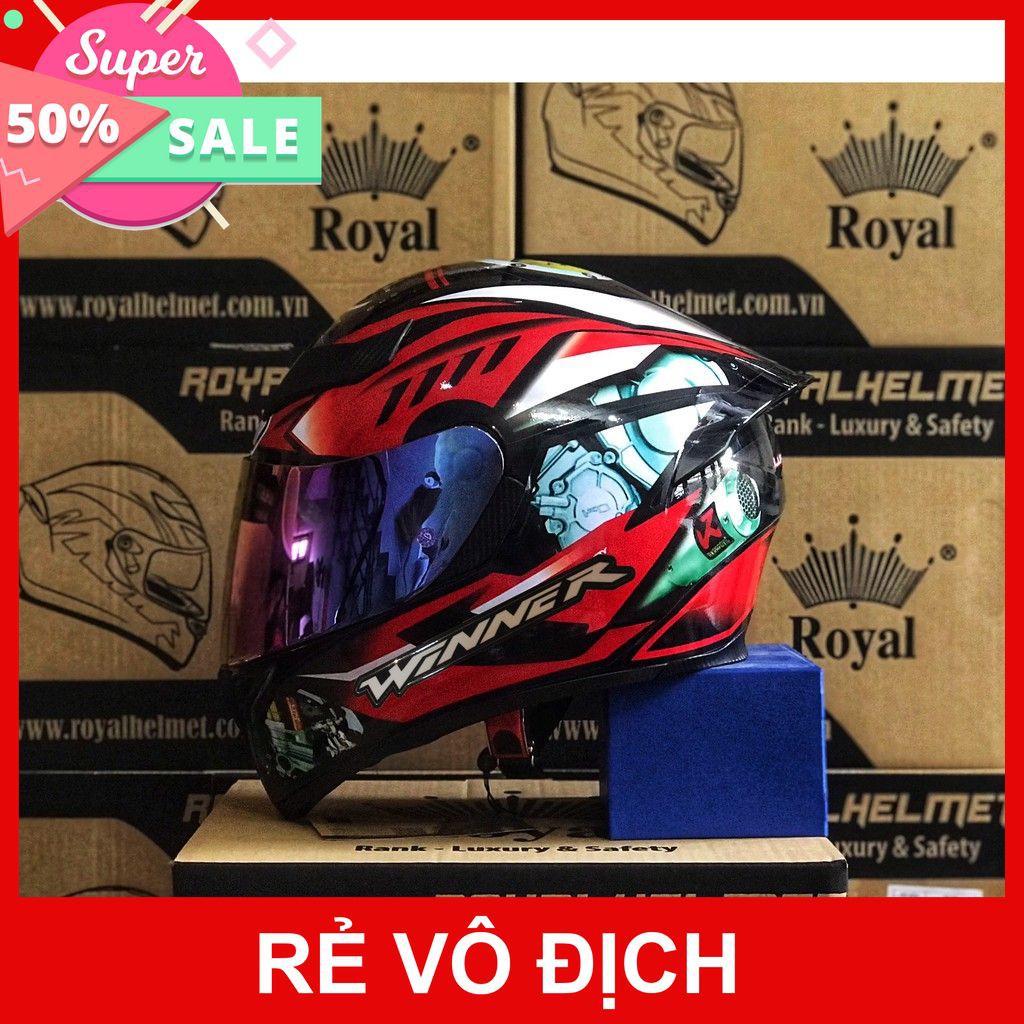 MŨ FULLFACE M138B ĐEN BÓNG LÊN TEM WINNER CỰC ĐẸP, TẶNG TÚI XÁCH, BẢO HÀNH 12 THÁNG