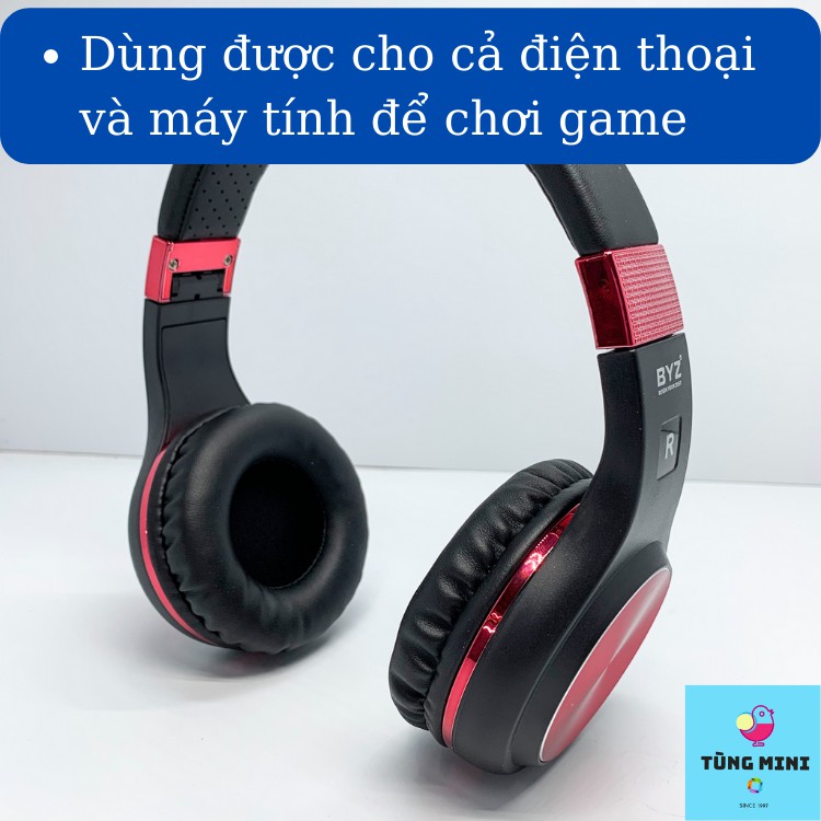 Tai Nghe Chụp Tai Có Dây Có Mic Jack 2 Đầu 3.5mm Dài 1.3m Chơi Game Nghe Nhạc