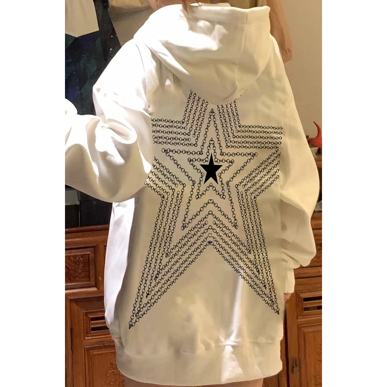 NRVP Áo Khoác Hoodie Tay Dài Dáng Rộng In Họa Tiết Phong Cách Hàn Quốc Dành Cho Nam Nữ